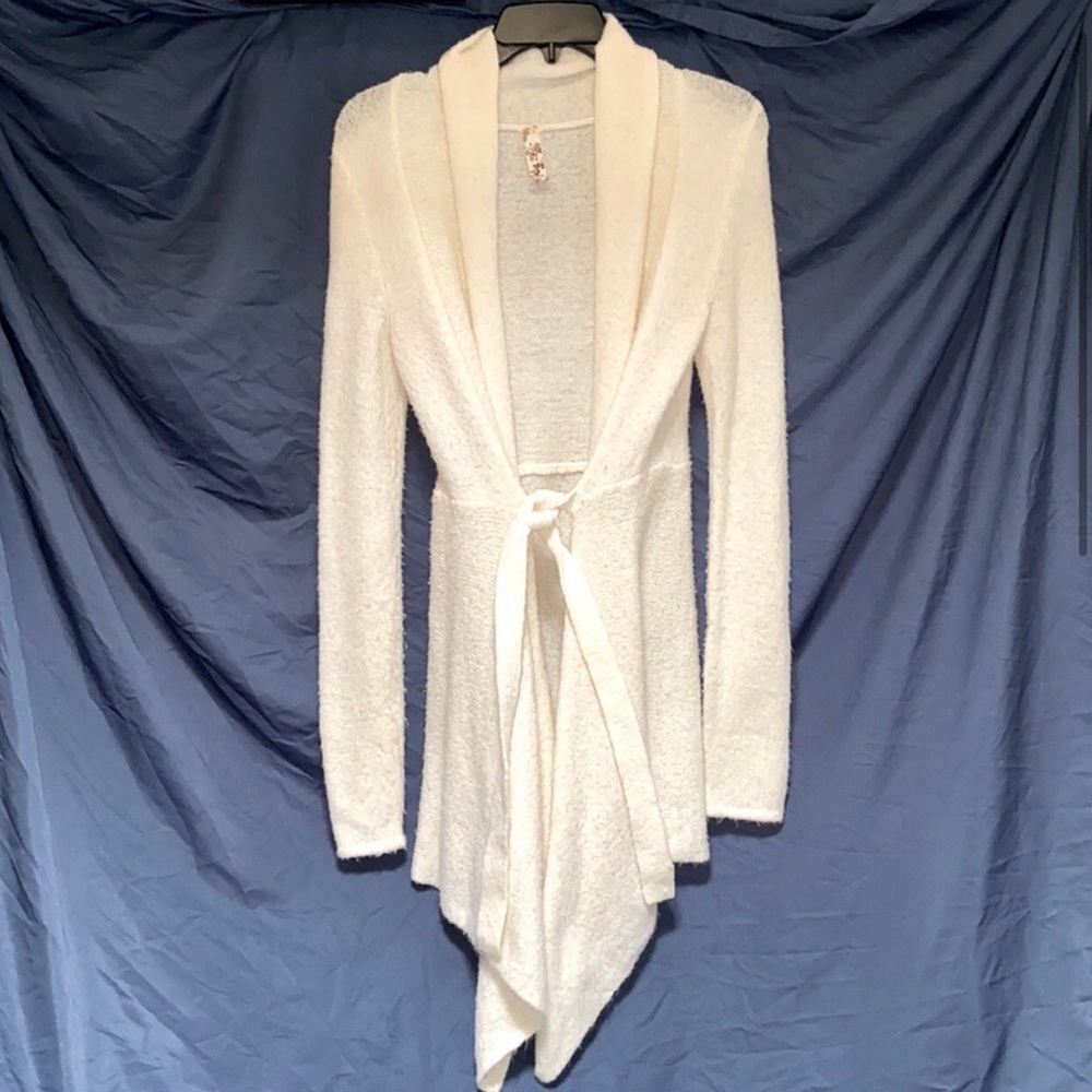 Only Sky cream/ivory tie waist cardigan sweater- size S